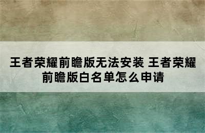 王者荣耀前瞻版无法安装 王者荣耀前瞻版白名单怎么申请